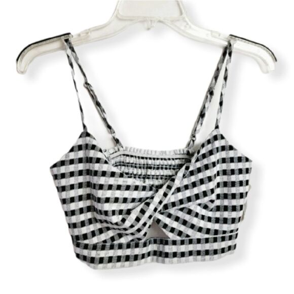 MINKPINK Carlie Brallete Twisted Front Top Plaid NWT Small - Picture 2 of 7